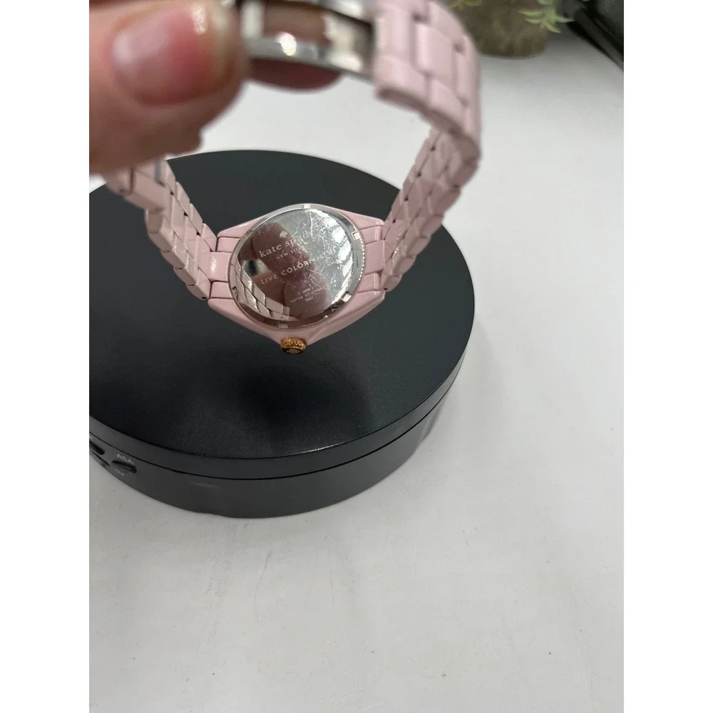 Kate Spade New York Pink Seaport Grand Crystal Enamel Bracelet Watch (38mm)